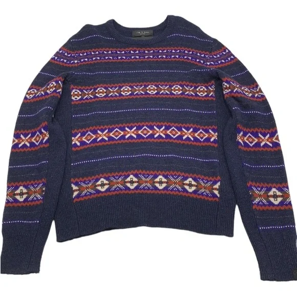 rag & bone Wesley Fair Isle Wool Sweater Size Medium